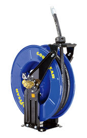 Medium Pressure 2320psi / 160bar retractable water and oil reel hose with dual pedestal base and double supporting axle