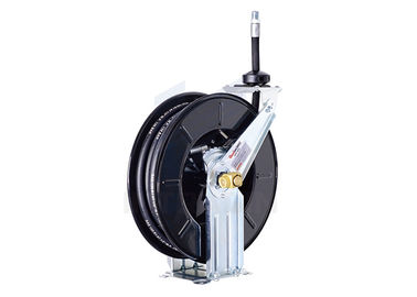 Floor Mount Steel Air And Water Hose Reel With Dual Pedestal Adjustable Arm