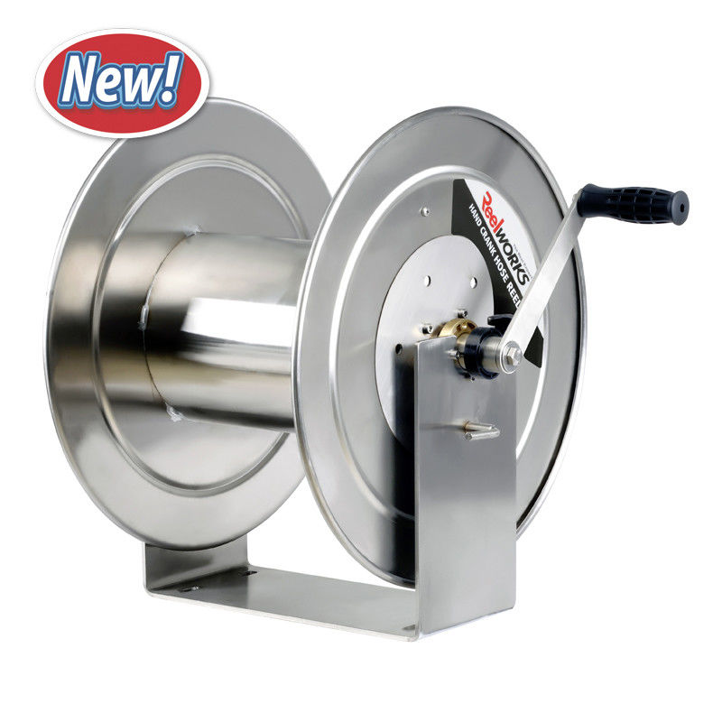 90M Heavy Duty Stainless Steel Hand Crank Air Hose Reel 1/2&quot;NPT